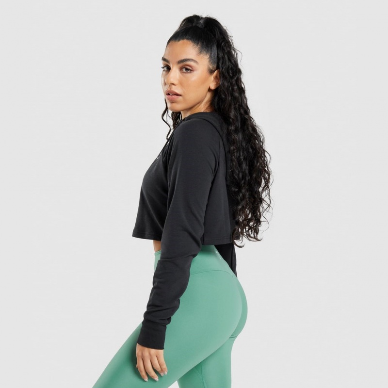 Sudadera con Capucha Gymshark Entrenamiento Cropped Negras | 23FVSRATM