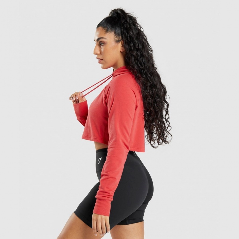 Sudadera con Capucha Gymshark Entrenamiento Cropped Rojas | 80SZHJRGL