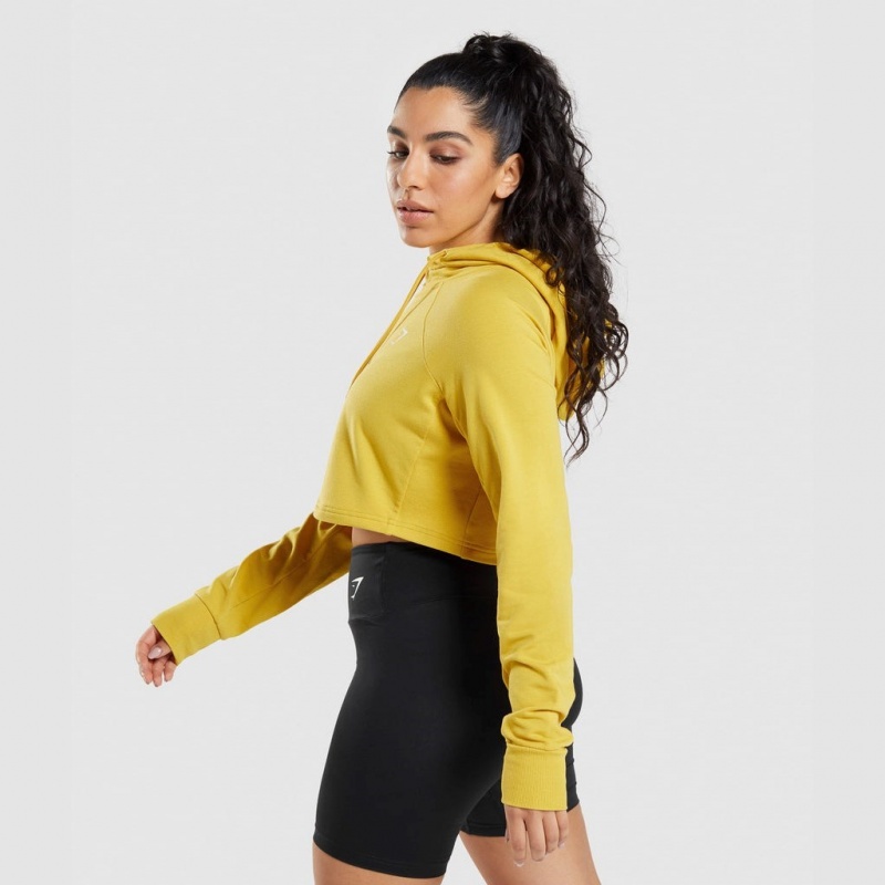 Sudadera con Capucha Gymshark Entrenamiento Cropped Amarillo | 23LCXTGIA
