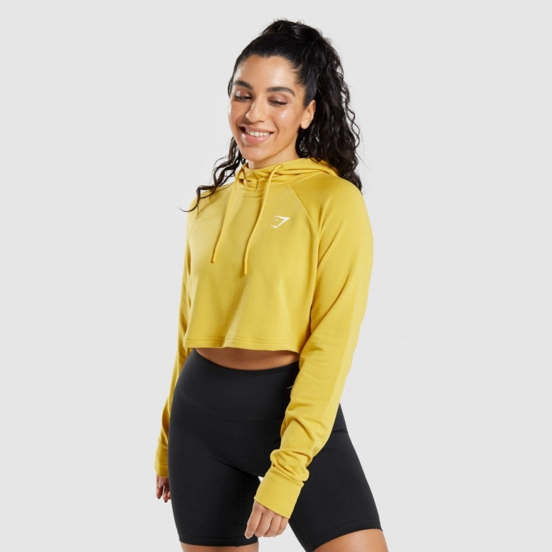 Sudadera con Capucha Gymshark Entrenamiento Cropped Amarillo | 23LCXTGIA
