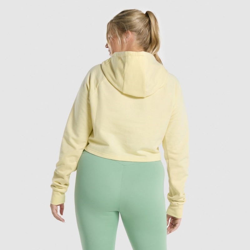 Sudadera con Capucha Gymshark Entrenamiento Cropped Amarillo Claro | 64MSBEGDY
