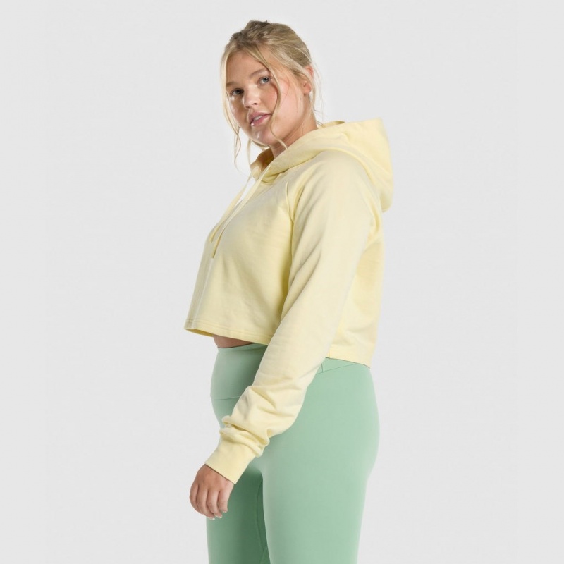 Sudadera con Capucha Gymshark Entrenamiento Cropped Amarillo Claro | 64MSBEGDY