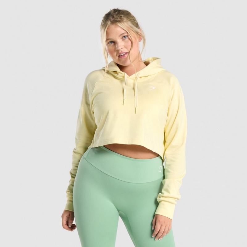Sudadera con Capucha Gymshark Entrenamiento Cropped Amarillo Claro | 64MSBEGDY