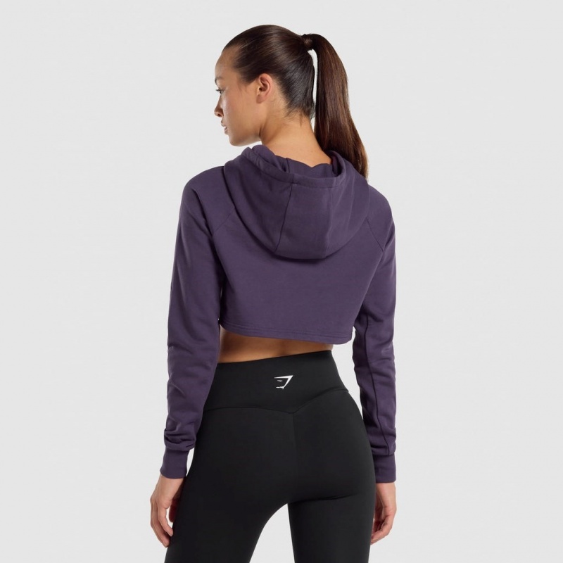Sudadera con Capucha Gymshark Entrenamiento Cropped Moradas | 20PWXRDKG