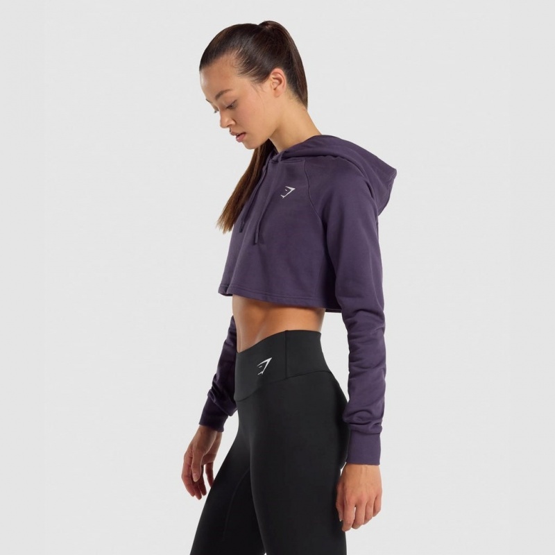 Sudadera con Capucha Gymshark Entrenamiento Cropped Moradas | 20PWXRDKG