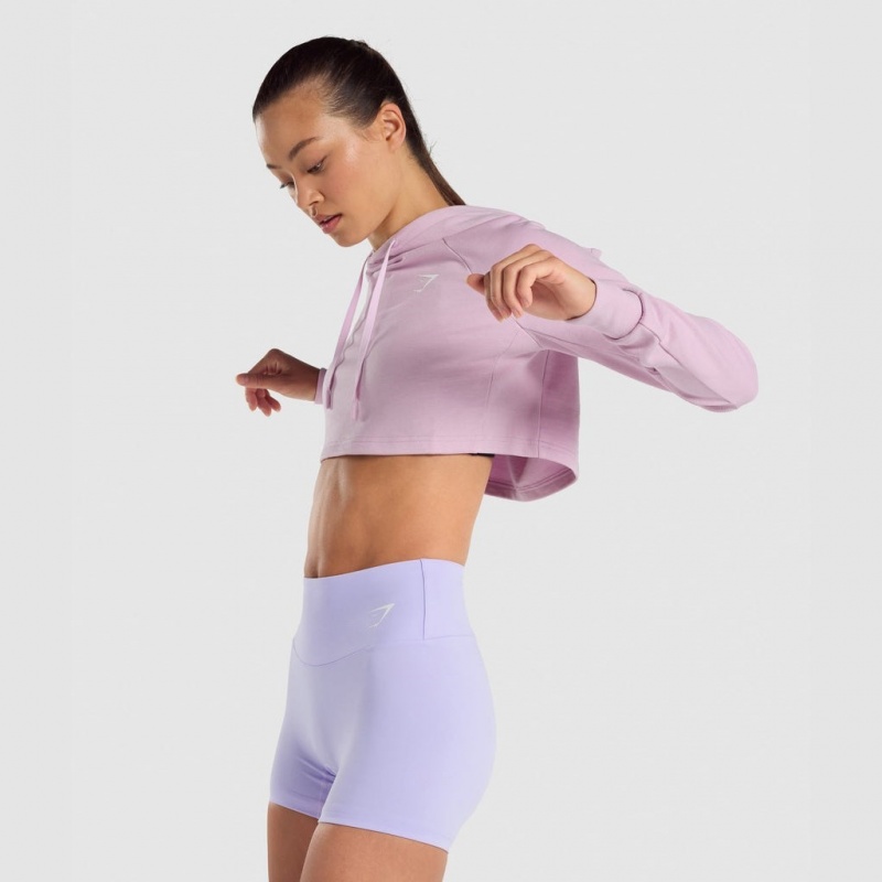 Sudadera con Capucha Gymshark Entrenamiento Cropped Rosas Claro | 06AUDRZYM