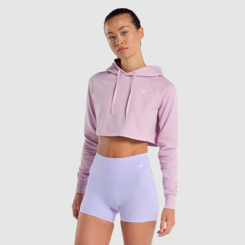Sudadera con Capucha Gymshark Entrenamiento Cropped Rosas Claro | 06AUDRZYM