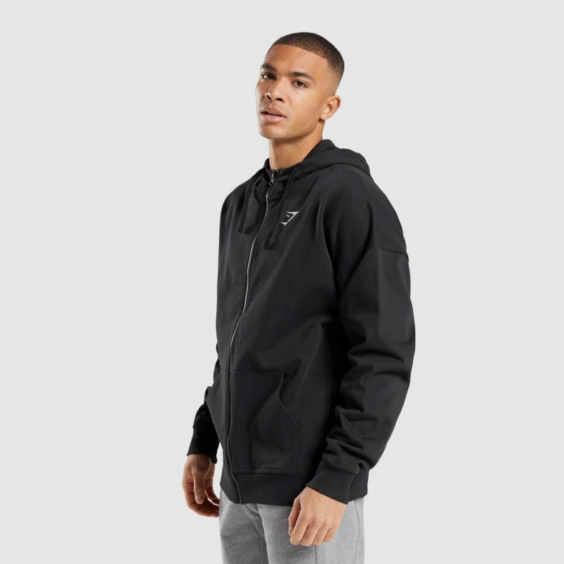 Sudadera con Capucha Gymshark Essential Oversized Zip Up Negras | 49QGLHTPD