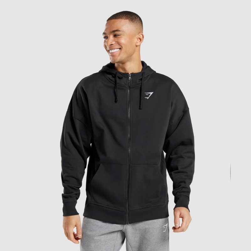 Sudadera con Capucha Gymshark Essential Oversized Zip Up Negras | 49QGLHTPD