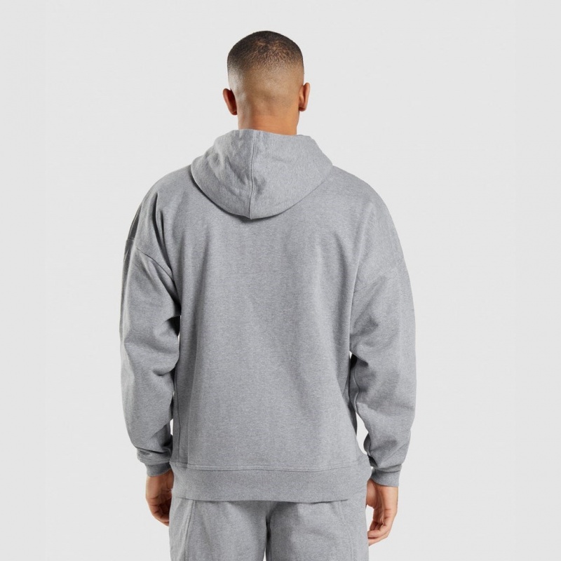 Sudadera con Capucha Gymshark Essential Oversized Zip Up Charcoal Marl | 18LIAKNPZ