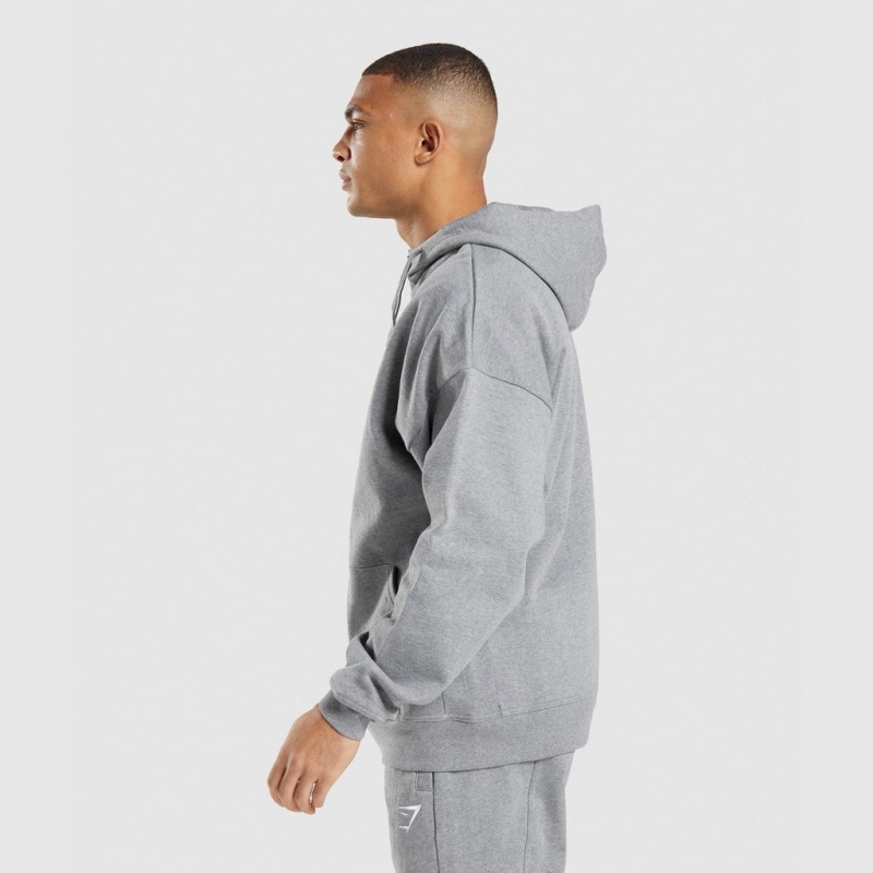 Sudadera con Capucha Gymshark Essential Oversized Zip Up Charcoal Marl | 18LIAKNPZ