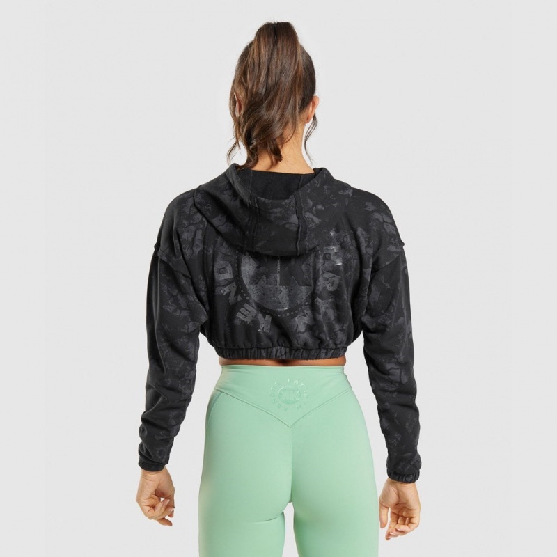 Sudadera con Capucha Gymshark KK Fit Zip-Up Cropped Negras Camuflaje | 92NJAEPIZ