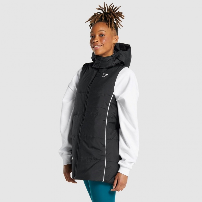 Sudadera con Capucha Gymshark Oversized Longline Gilet Negras | 12XNMZRIK