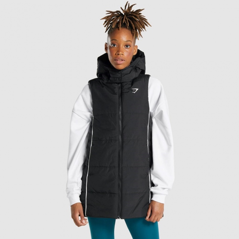 Sudadera con Capucha Gymshark Oversized Longline Gilet Negras | 12XNMZRIK