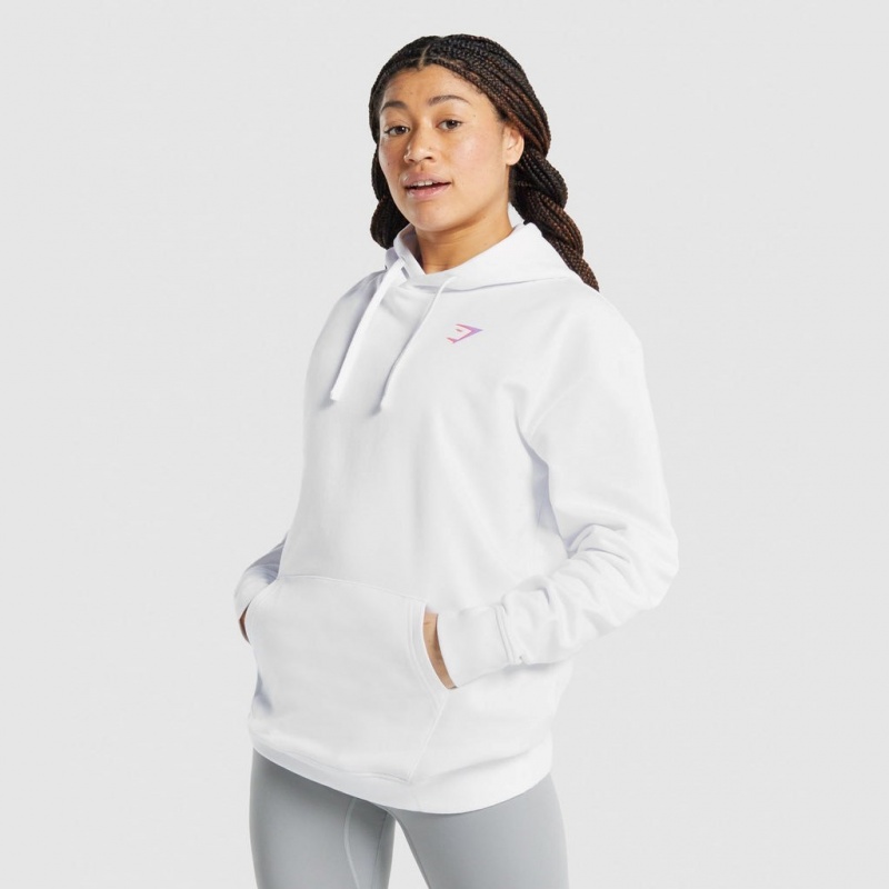 Sudadera con Capucha Gymshark Pre-Workout Estampadas Blancas | 46ECFHSOU