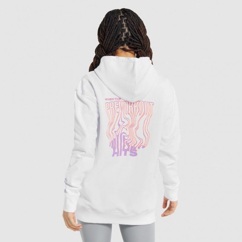 Sudadera con Capucha Gymshark Pre-Workout Estampadas Blancas | 46ECFHSOU