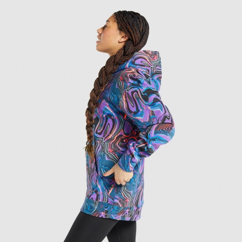 Sudadera con Capucha Gymshark Pre-Workout Estampadas Moradas | 09ISWGAEK