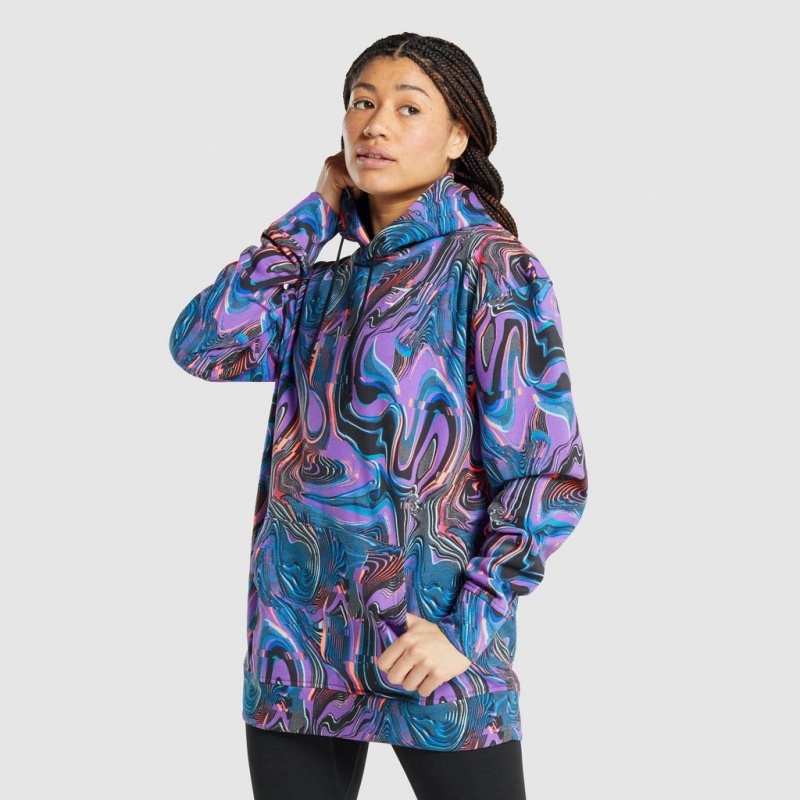 Sudadera con Capucha Gymshark Pre-Workout Estampadas Moradas | 09ISWGAEK