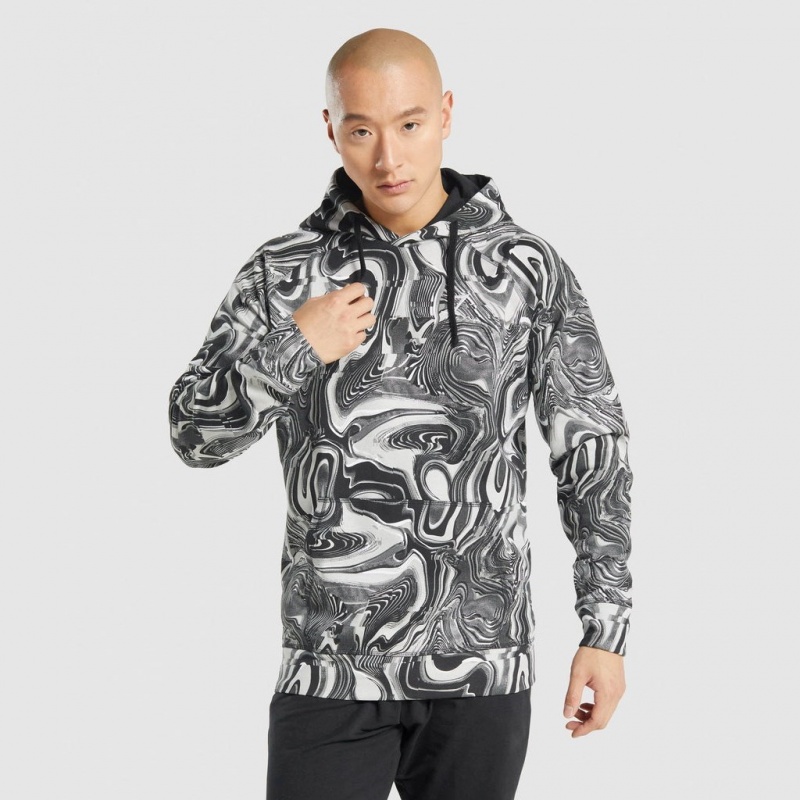 Sudadera con Capucha Gymshark Pre Workout Blancas Negras | 35IQNAOUD