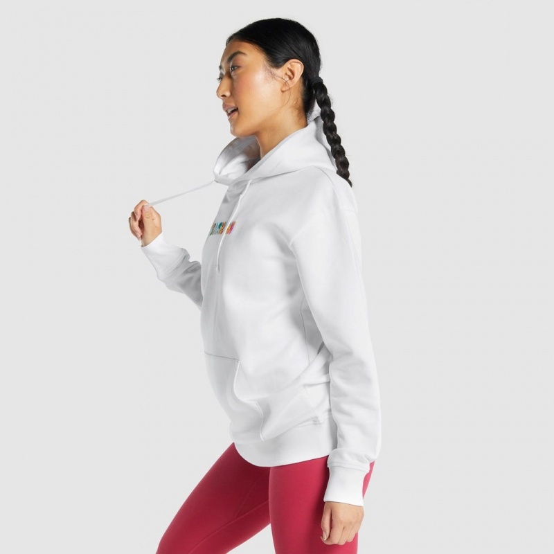Sudadera con Capucha Gymshark Sundae Estampadas Oversized Blancas | 01HBREFAP