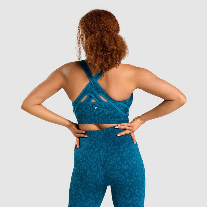 Sujetador Deportivo Gymshark Adapt Animal Seamless Teal | 03IKUQBLV