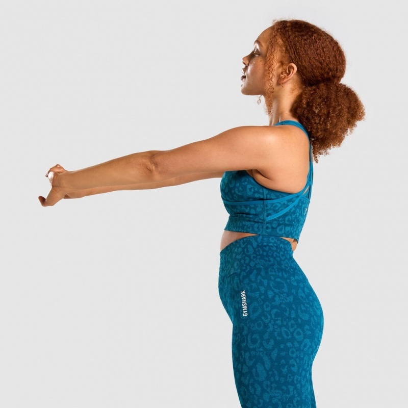 Sujetador Deportivo Gymshark Adapt Animal Seamless Teal | 03IKUQBLV