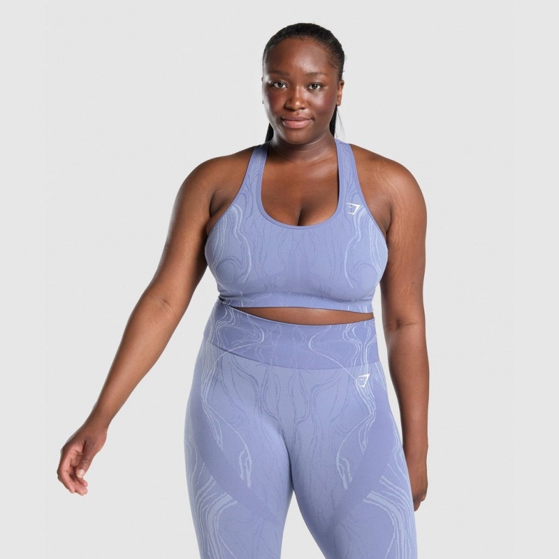 Sujetador Deportivo Gymshark Mercury Seamless Azules | 42YXDQSHE
