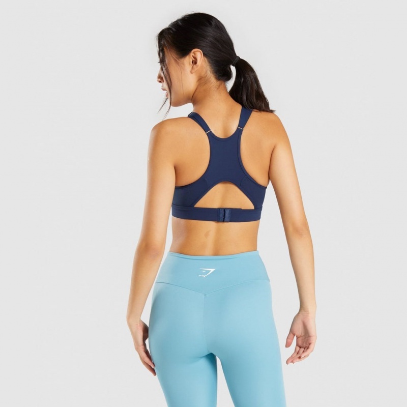 Sujetador Deportivo Gymshark Mesh Neckline Entrenamiento Azul Marino | 73FHJZRVD