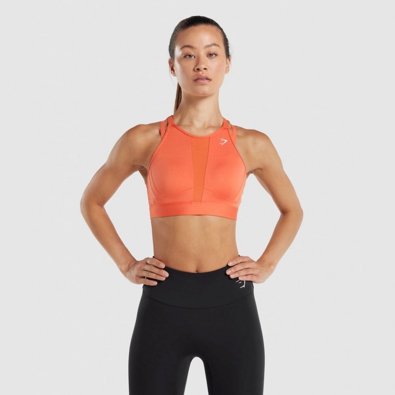 Sujetador Deportivo Gymshark Mesh Neckline Entrenamiento Naranjas | 06YTUJFKG