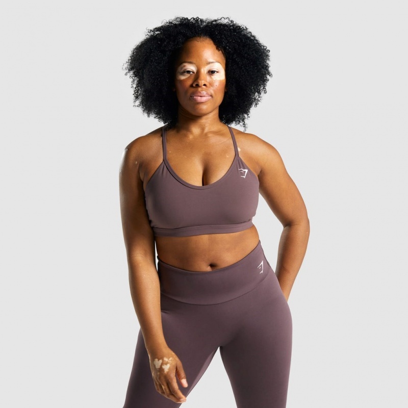 Sujetador Deportivo Gymshark V Neck Entrenamiento Marrones | 24TCRXNUL