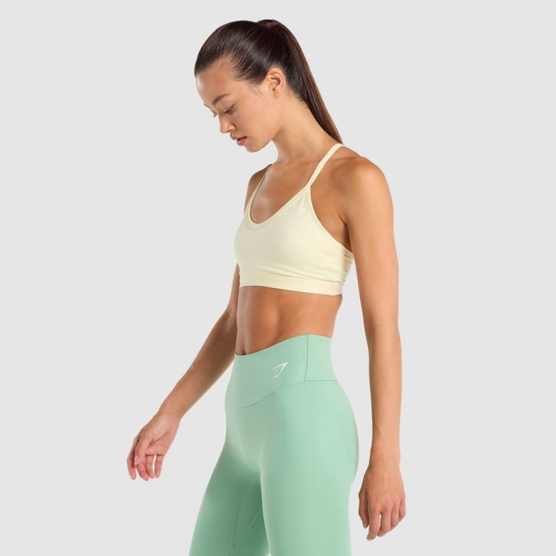 Sujetador Deportivo Gymshark V Neck Entrenamiento Amarillo Claro | 30QNBDLEC