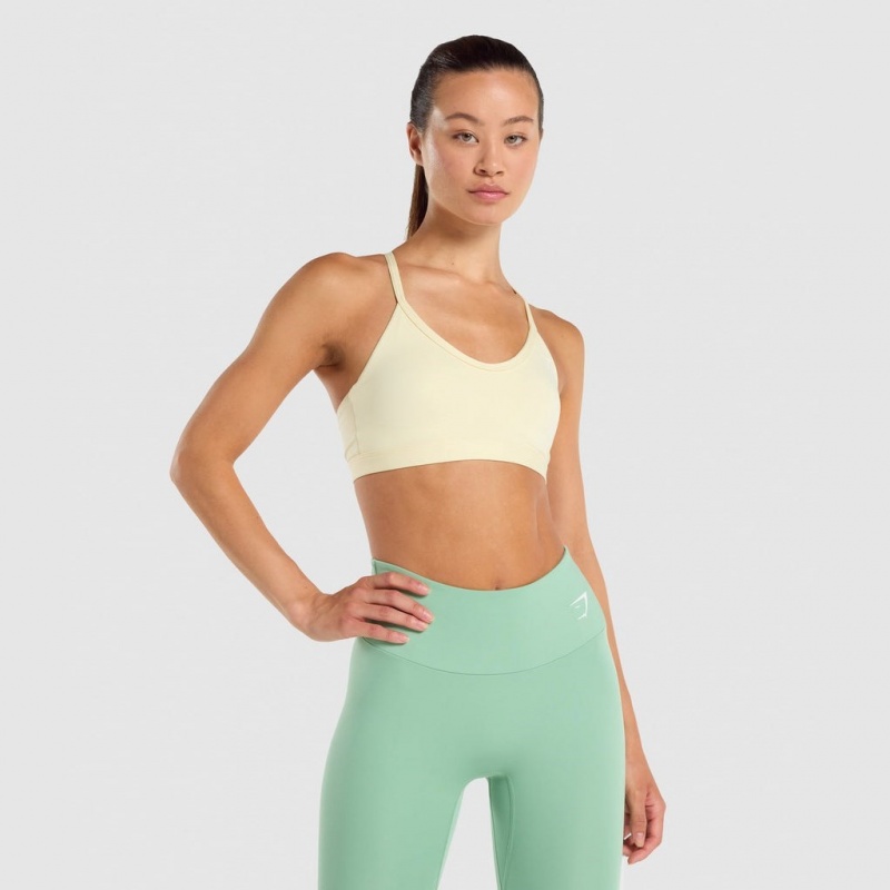 Sujetador Deportivo Gymshark V Neck Entrenamiento Amarillo Claro | 30QNBDLEC