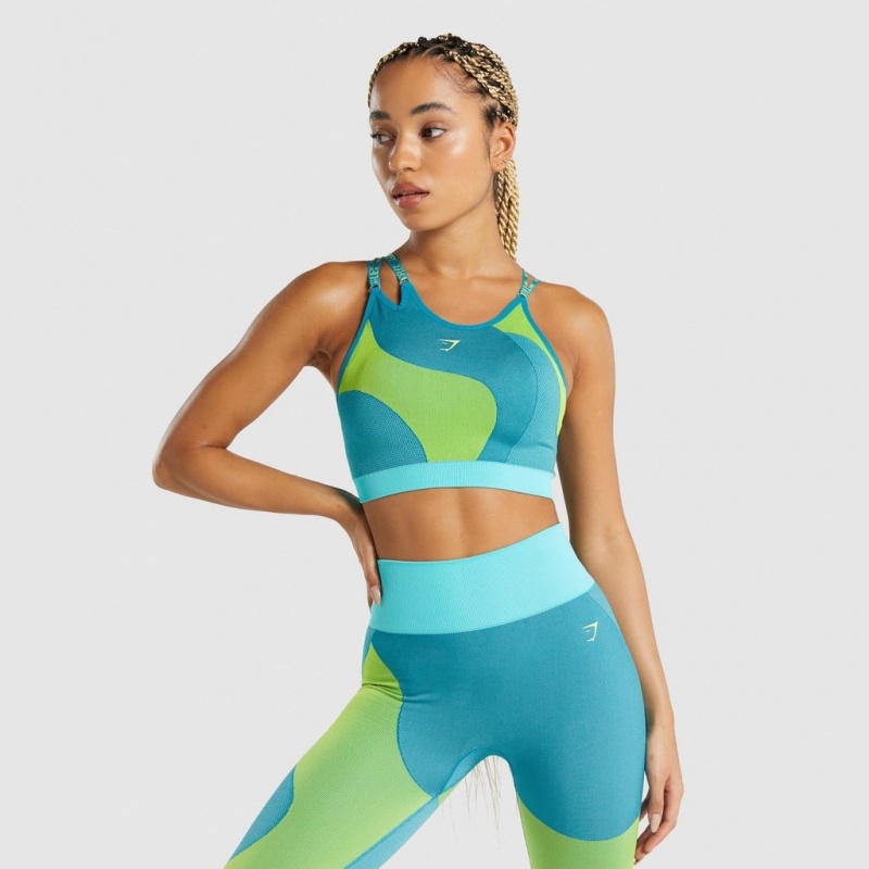Sujetador Deportivo Gymshark WTFlex Seamless Asymmetric Tiras Wavy | 61FQMLSAW