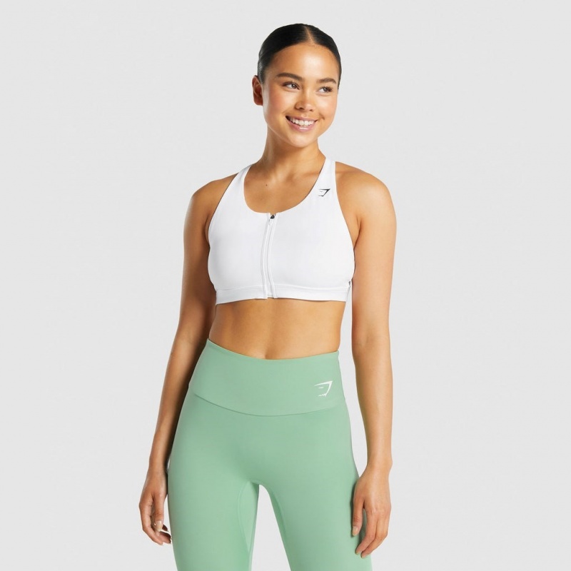 Sujetador Deportivo Gymshark Zip Up Entrenamiento Blancas | 36YWZXOHJ