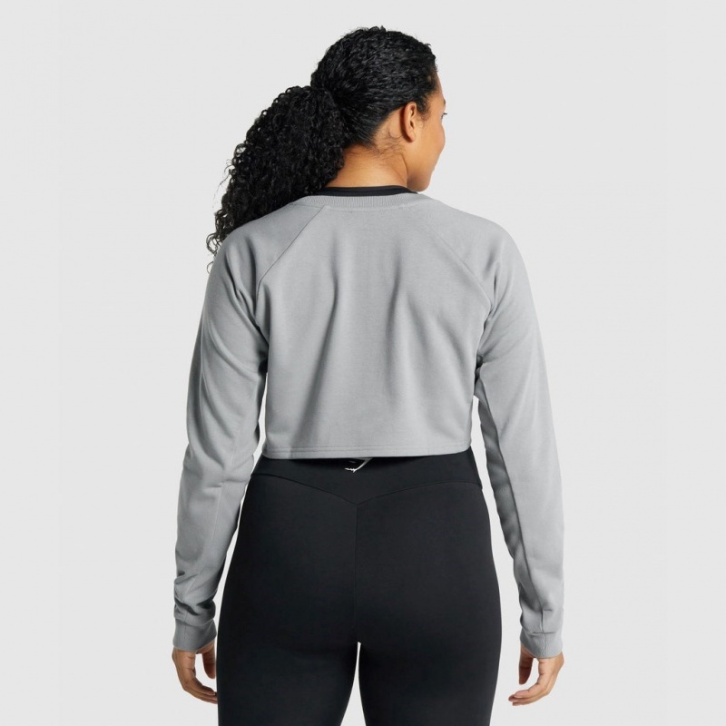 Suéteres Gymshark Apollo Estampadas Cropped Gris | 74XCTMYUH