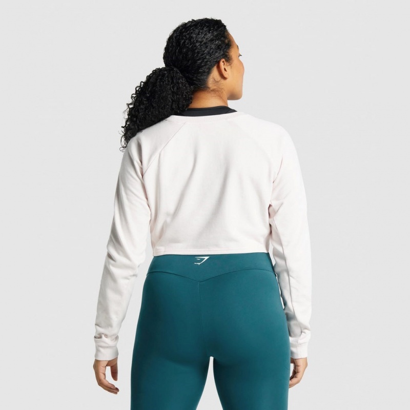 Suéteres Gymshark Apollo Estampadas Cropped Creme | 90ZBHNMEX