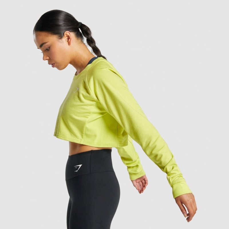 Suéteres Gymshark Entrenamiento Cropped Amarillo | 17DILXJKA