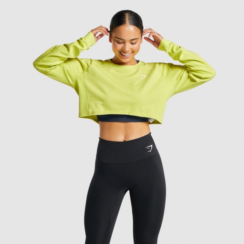 Suéteres Gymshark Entrenamiento Cropped Amarillo | 17DILXJKA