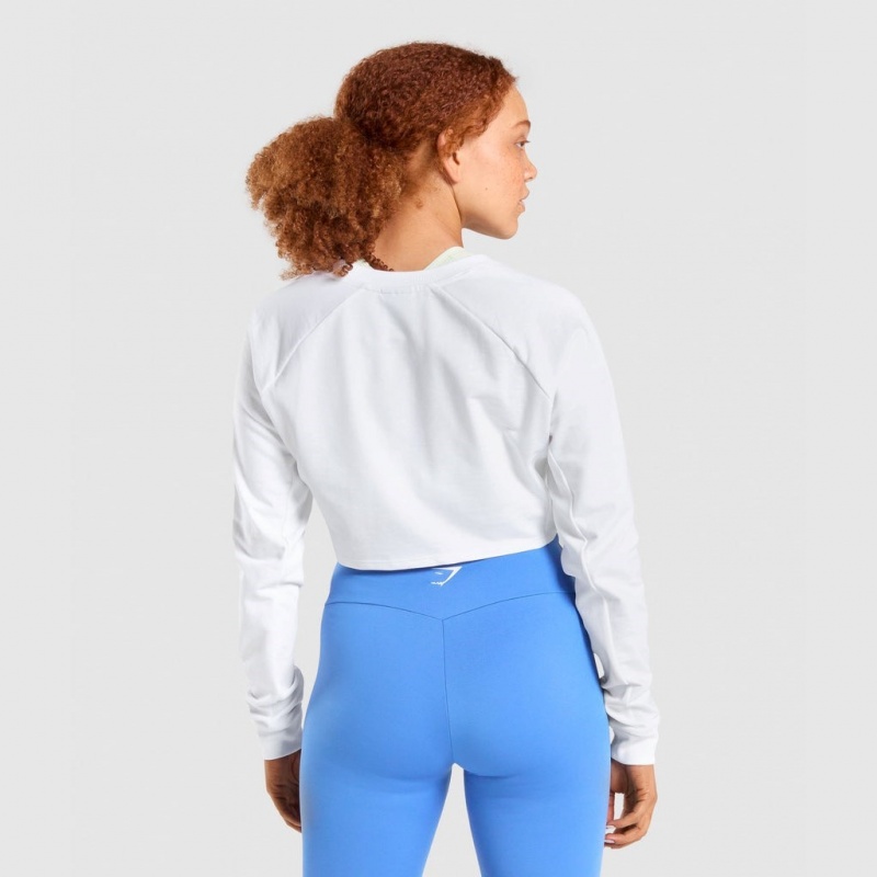 Suéteres Gymshark Entrenamiento Cropped Blancas | 96UJFMAKR