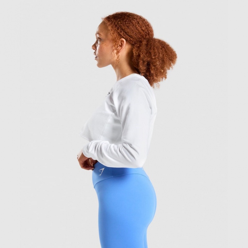 Suéteres Gymshark Entrenamiento Cropped Blancas | 96UJFMAKR