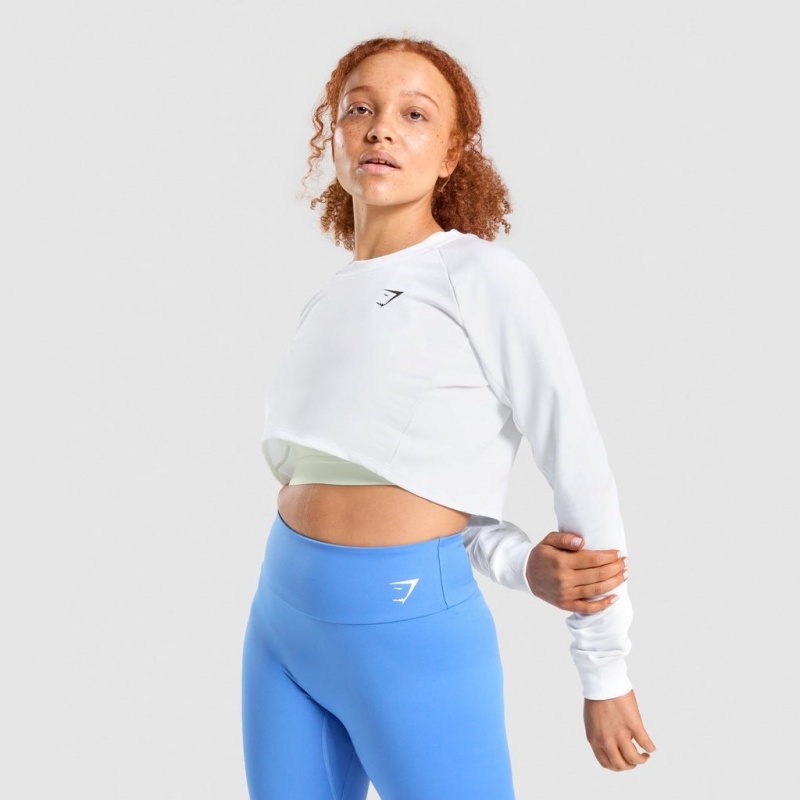 Suéteres Gymshark Entrenamiento Cropped Blancas | 96UJFMAKR