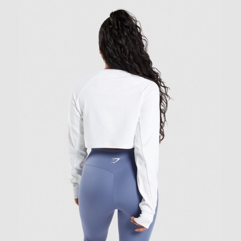 Suéteres Gymshark Entrenamiento Cropped Blancas | 40IJNPYLO