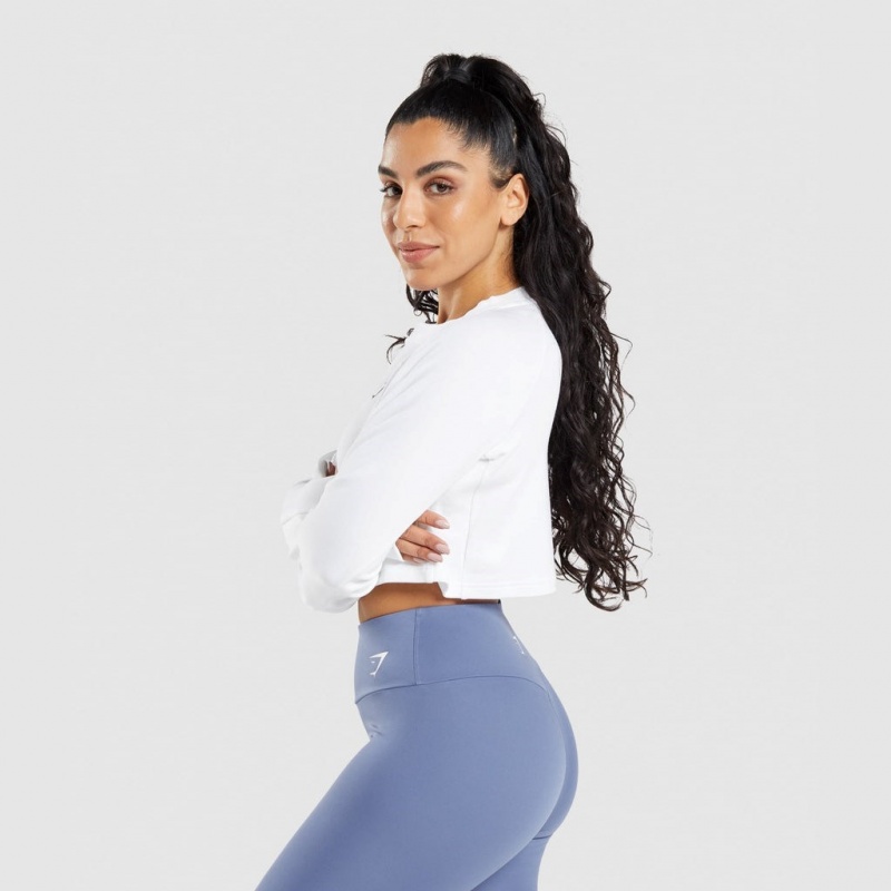 Suéteres Gymshark Entrenamiento Cropped Blancas | 40IJNPYLO