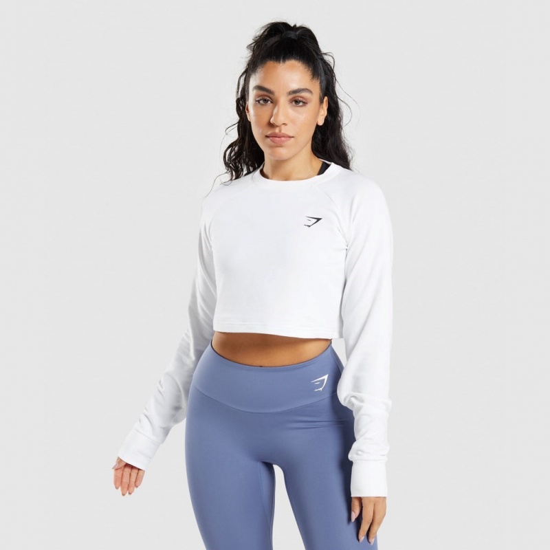 Suéteres Gymshark Entrenamiento Cropped Blancas | 40IJNPYLO