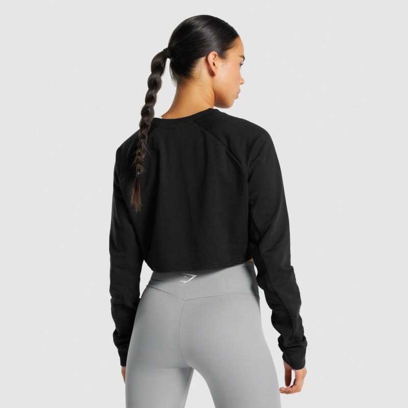Suéteres Gymshark Entrenamiento Cropped Negras | 32XFQCBKO