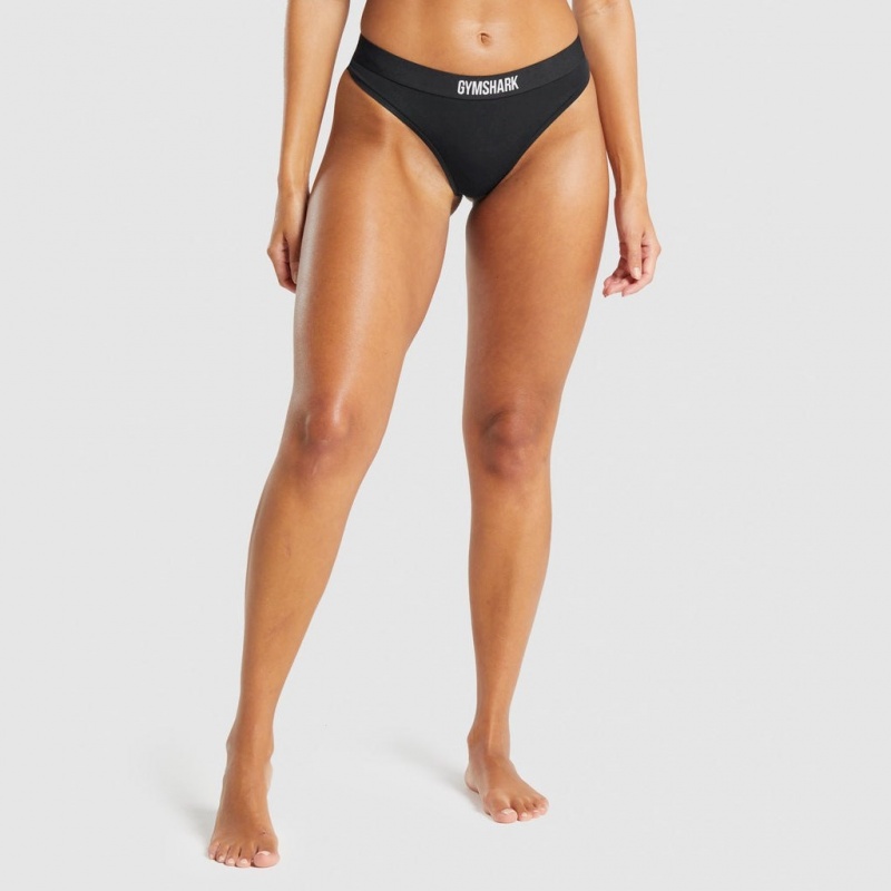 Tanga Gymshark Algodon Negras | 08JLSMORP