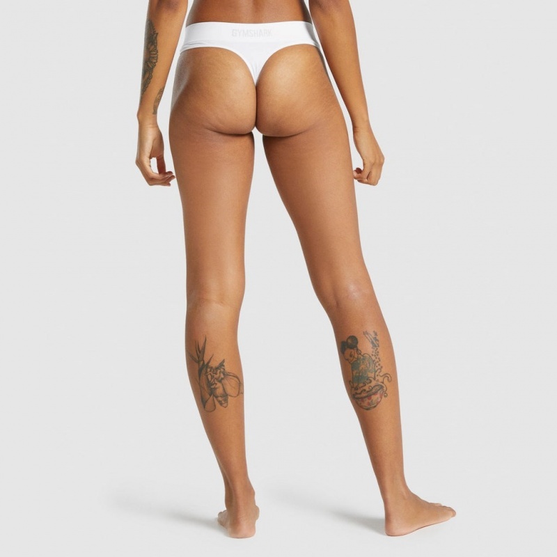 Tanga Gymshark Seamless Low Rise Blancas | 43LTUPIOF