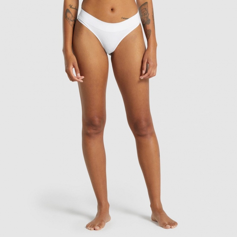 Tanga Gymshark Seamless Low Rise Blancas | 43LTUPIOF